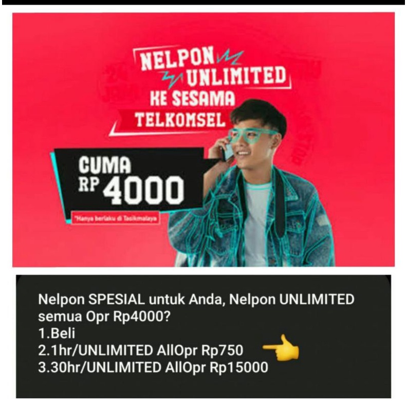 Perdana Telkomsel Paket Telpon Unlimited Sebulan (Sudah Registrasi)