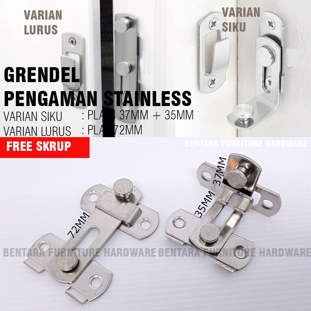 Grendel Kait 3 Inchi Minimalis Stainless Steel -Pengaman Pintu (3 Inchi = 7.5CM)