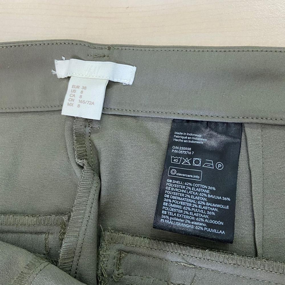 H&M Celana Wanita Super Stretch Khaki Green Slim Fit Ankle Pants Cigarette Trousers Original Slacks