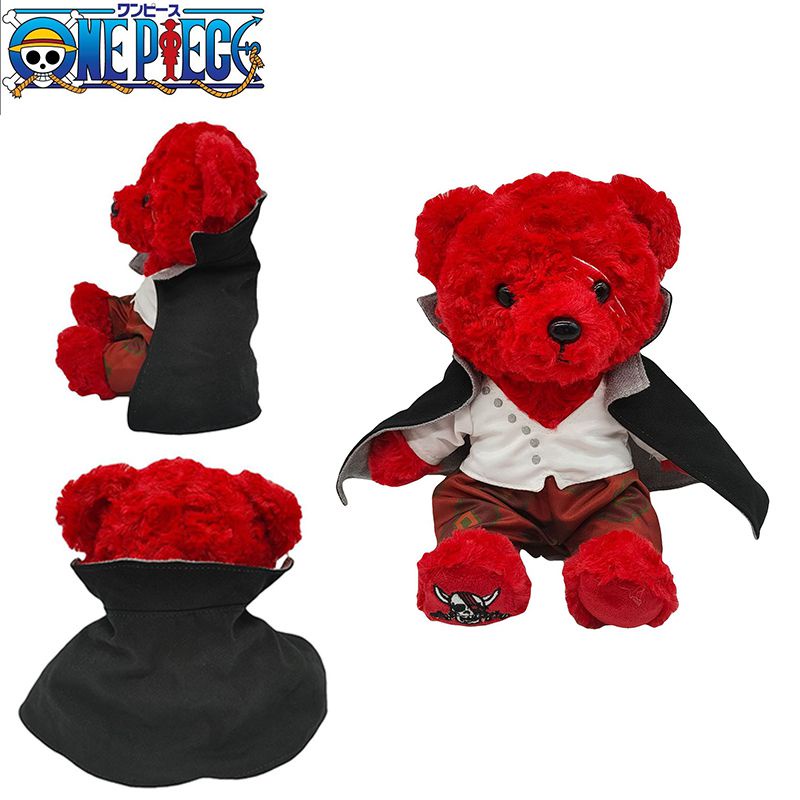 One Piece Shanks Red Teddy Bear Mainan Mewah Boneka Lembut Peluk Boneka Hadiah Anak 7.4in