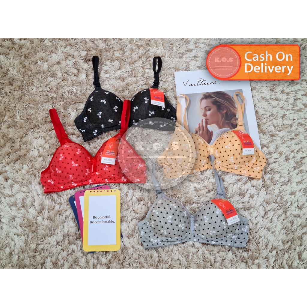 Bra remaja tanpa kawat bermotif size 32-38