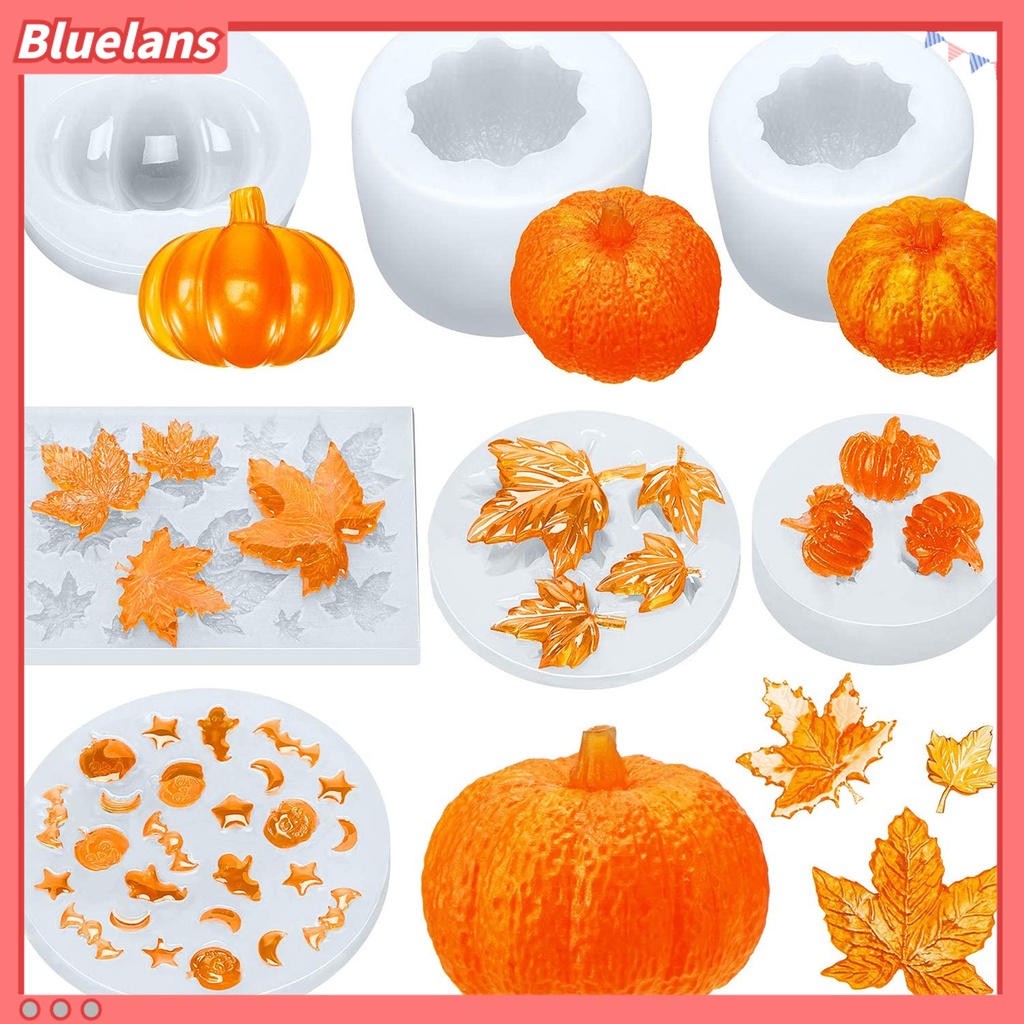 7pcs / Set Cetakan Cupcake Bentuk Daun Maple Anti Lengket Bebas BPA Untuk Halloween Thanksgiving