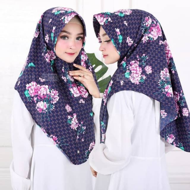 Hijab instan khimar mini pad moon flower motif bunga termurah