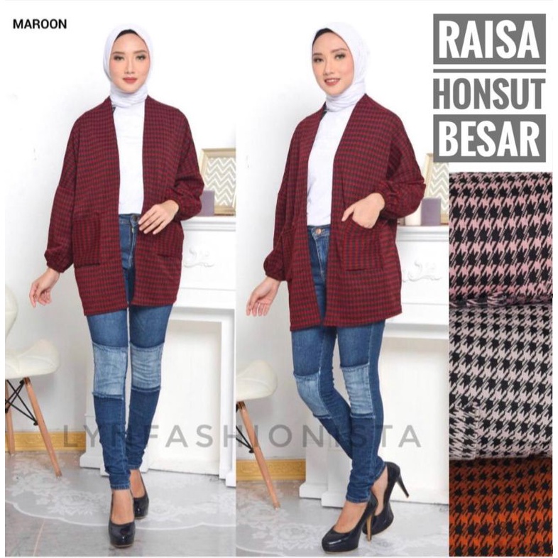 LYNFASHIONISTA-KARDIGAN JUMBO WANITA MODEL BATWING MOTIF HONSUT/RAISA