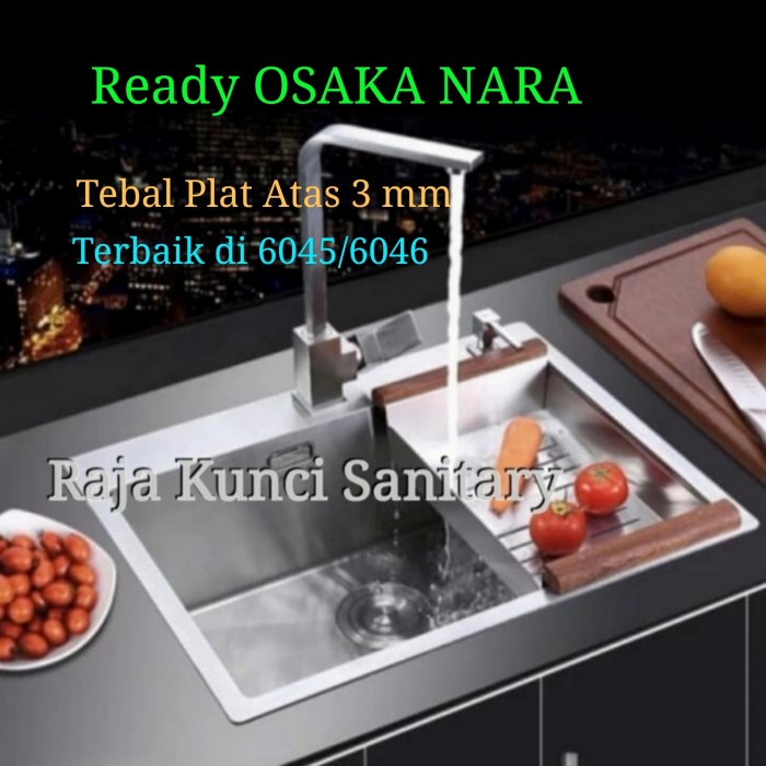 Paket Lengkap Kitchen Sink Onan Golden Hand 6045/Bak Cuci Piring - Cuci Piring ( Peralatan Dan