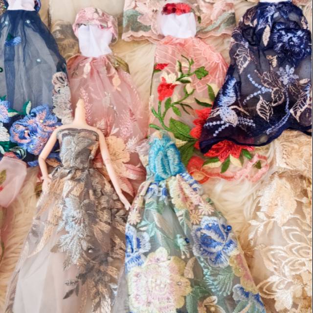 Baju barbie gaun brokat princess