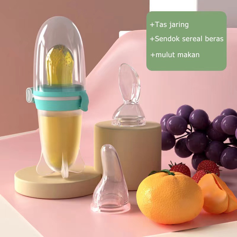 Paket Perlengkapan makan MPASI Bayi mangkok sendok silicone baby feeder sendok botol bayi