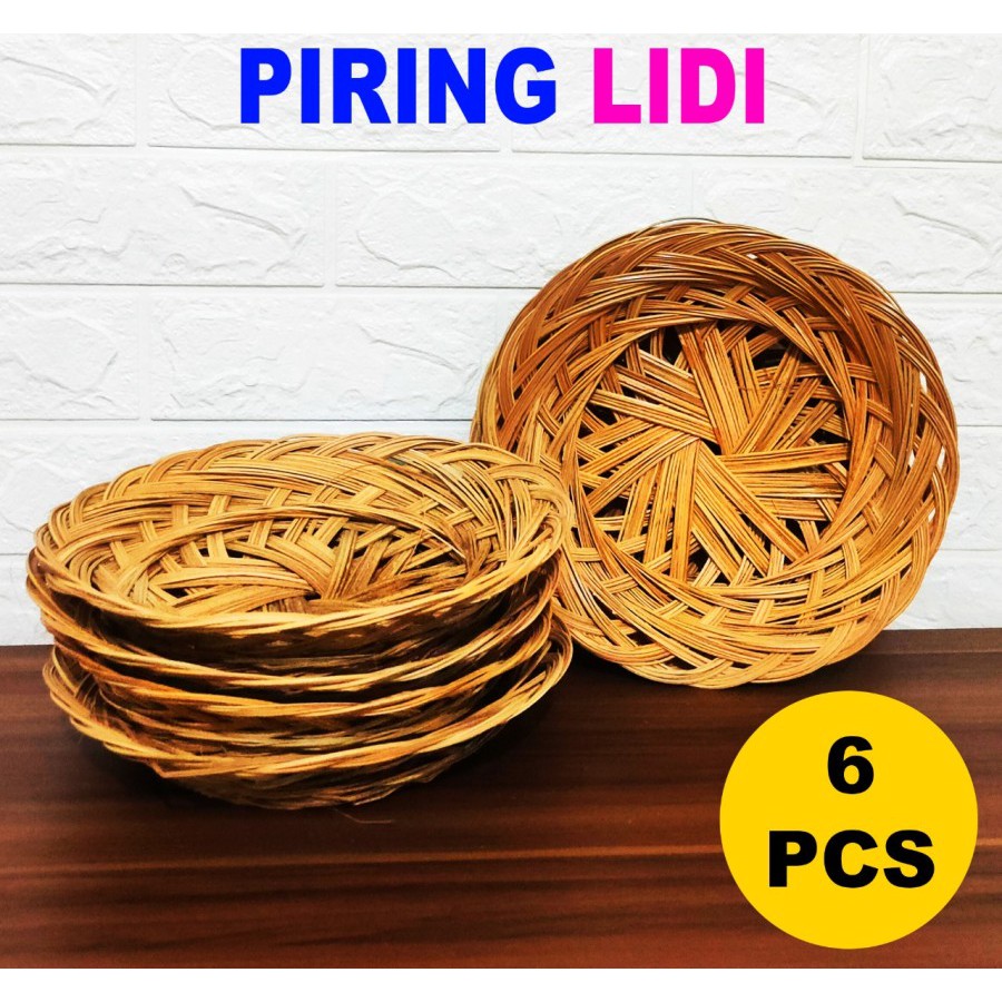 Piring Anyaman Rotan Bambu / Piring Lidi 6 Pcs /Piring Anyaman Rotan