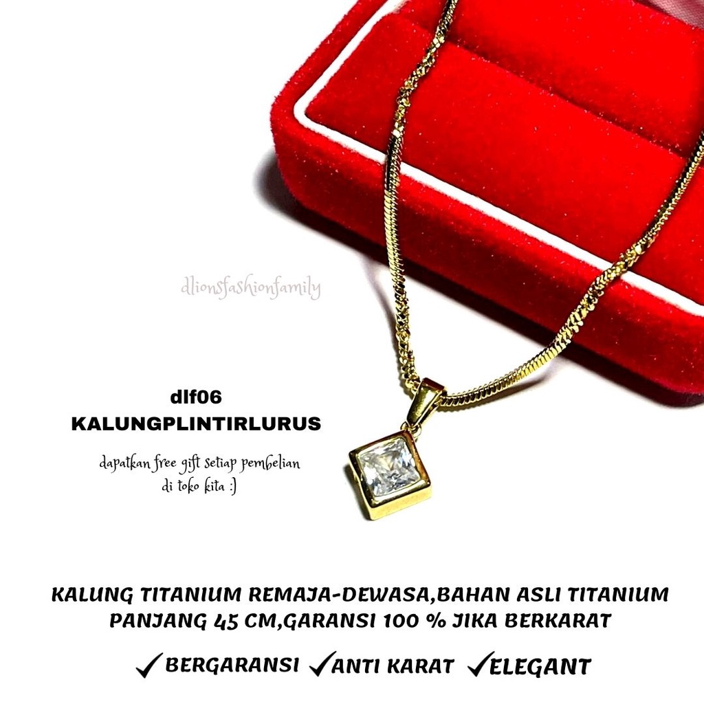 KALUNG TITANIUM WANITA TERLARIS,KALUNG TITANIUM EMAS,KALUNG DAN LIONTIN WANITA,REMAJA SAMPAI DEWASA,MODEL BANDUL PERSEGI