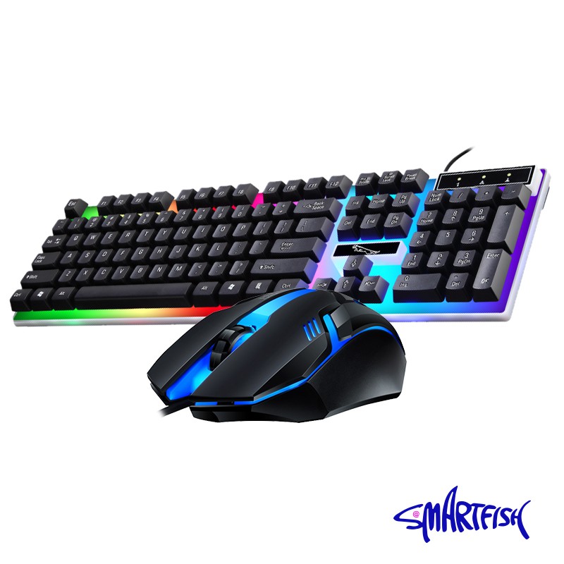 Smartfish Keyboard Mouse Gaming Set dengan RGB Light wire Keyboard