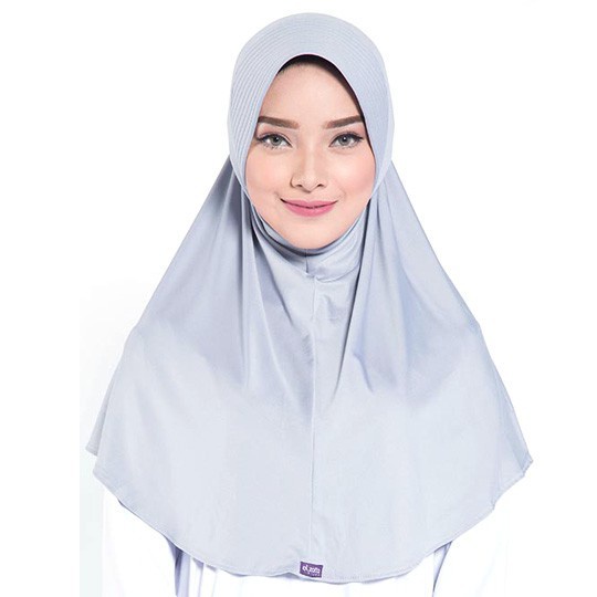Hijab Elzatta ori jilbab bergo instan bahan jersey zaria casual polos tanpa serut hijab bergo sport hijab kerudung instan bergo elzatta-Abu muda-804