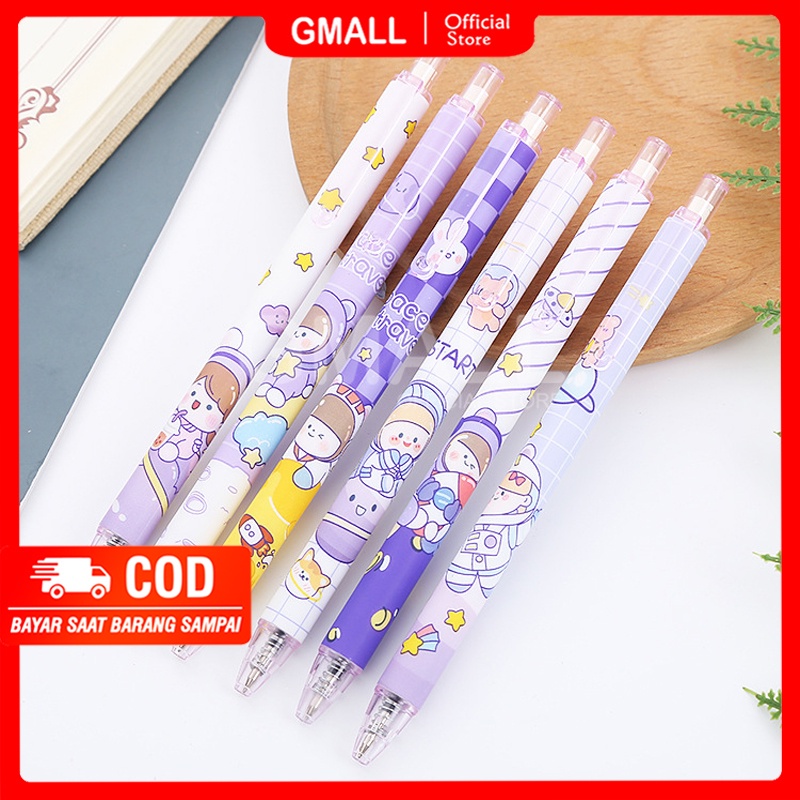 6 pcs Pena Bolpoin Pulpen Bulpen Cetek Gel Cair 0.5 mm ST0030 Gmall