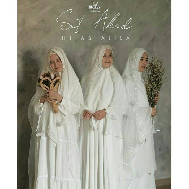 SET AKAD ALILA / SET AKAD SYARI / GAMIS AKAD / GAMIS PUTIH / HIJAB ALILA / GAMIS KONDANGAN