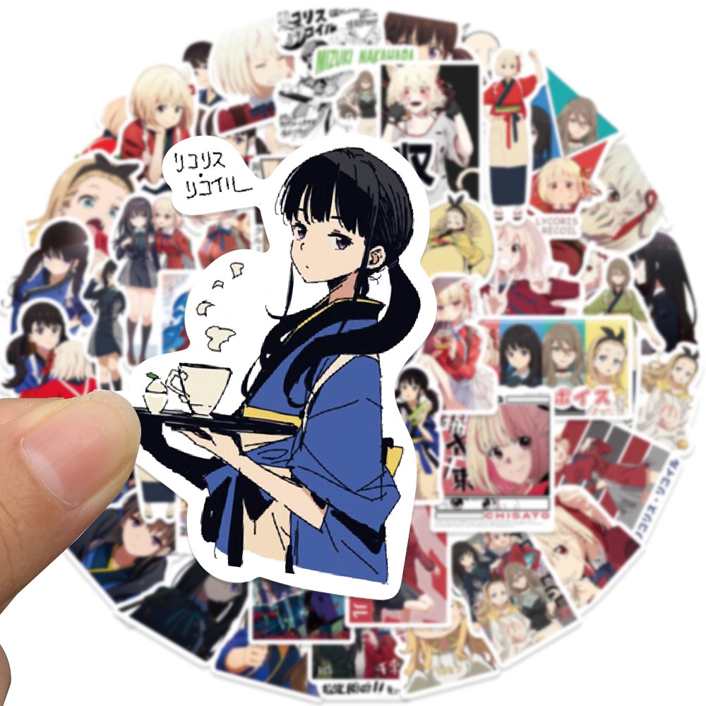 

Stiker Kartun Anime Lycoris Recoil Doodle isi 24 pcs