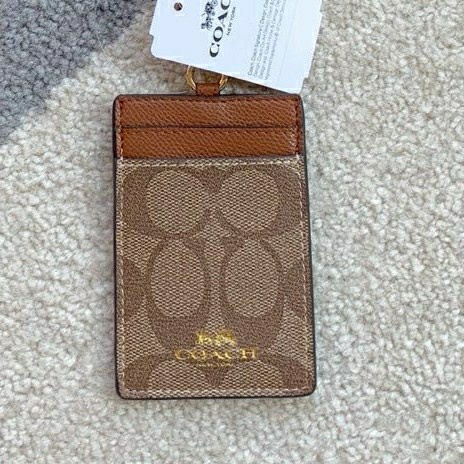 

READY Coach Lanyard/Coach Signature ID Card Holder-f65773 - coklat terang MURAH