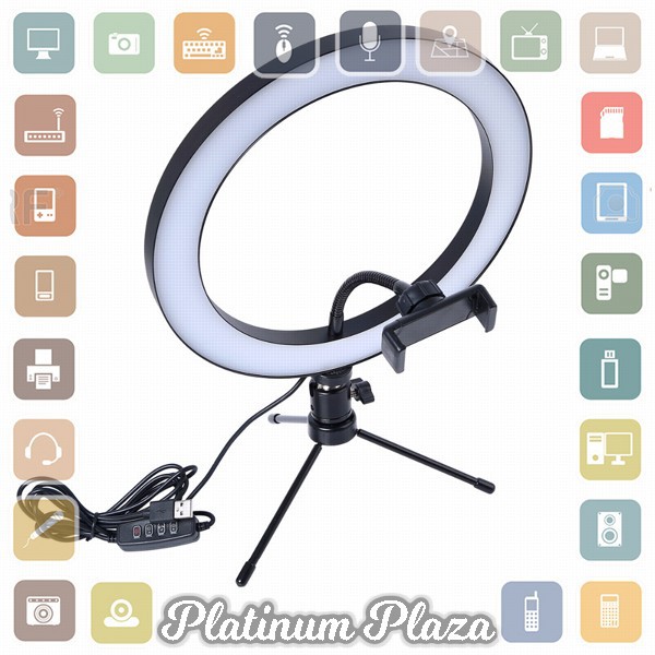 Lacyfans Lampu Halo Ring Light LED Selfie 120 LED 10 Inch with Smartphone Holder + Mi`2RMDMK-- Black