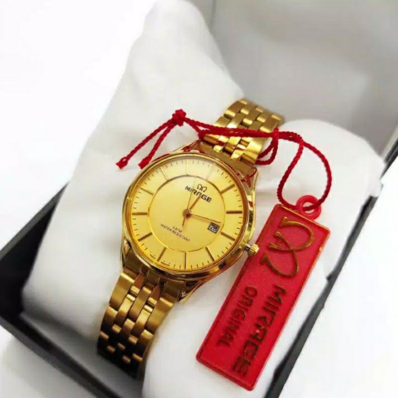 jam tangan wanita;MIRAGE M8544BRP-Lgold~ORIGINAL WATER RESISTANT~TGL~STAINLEES