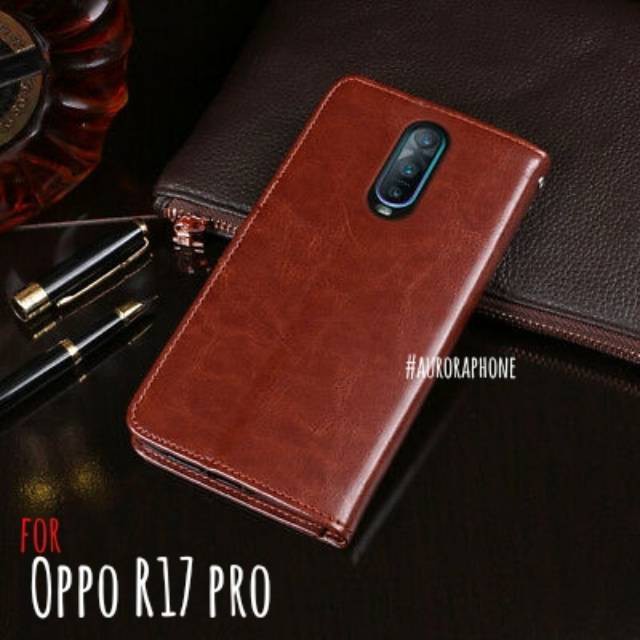 Flip Cover Oppo R17 Pro Wallet Leather Case - Casing Kulit