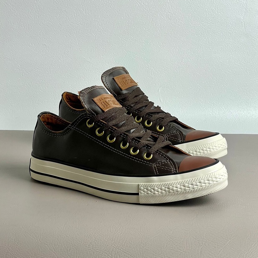 Sepatu Converse 70s Ox Black White Egret Premium Quality Made In Vietnam-LEATHER DARK BROWN