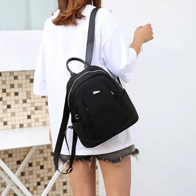 Tas ransel fashion wanita 0351-4 / backpack cewek / tas punggung / ransel kanvas hitam