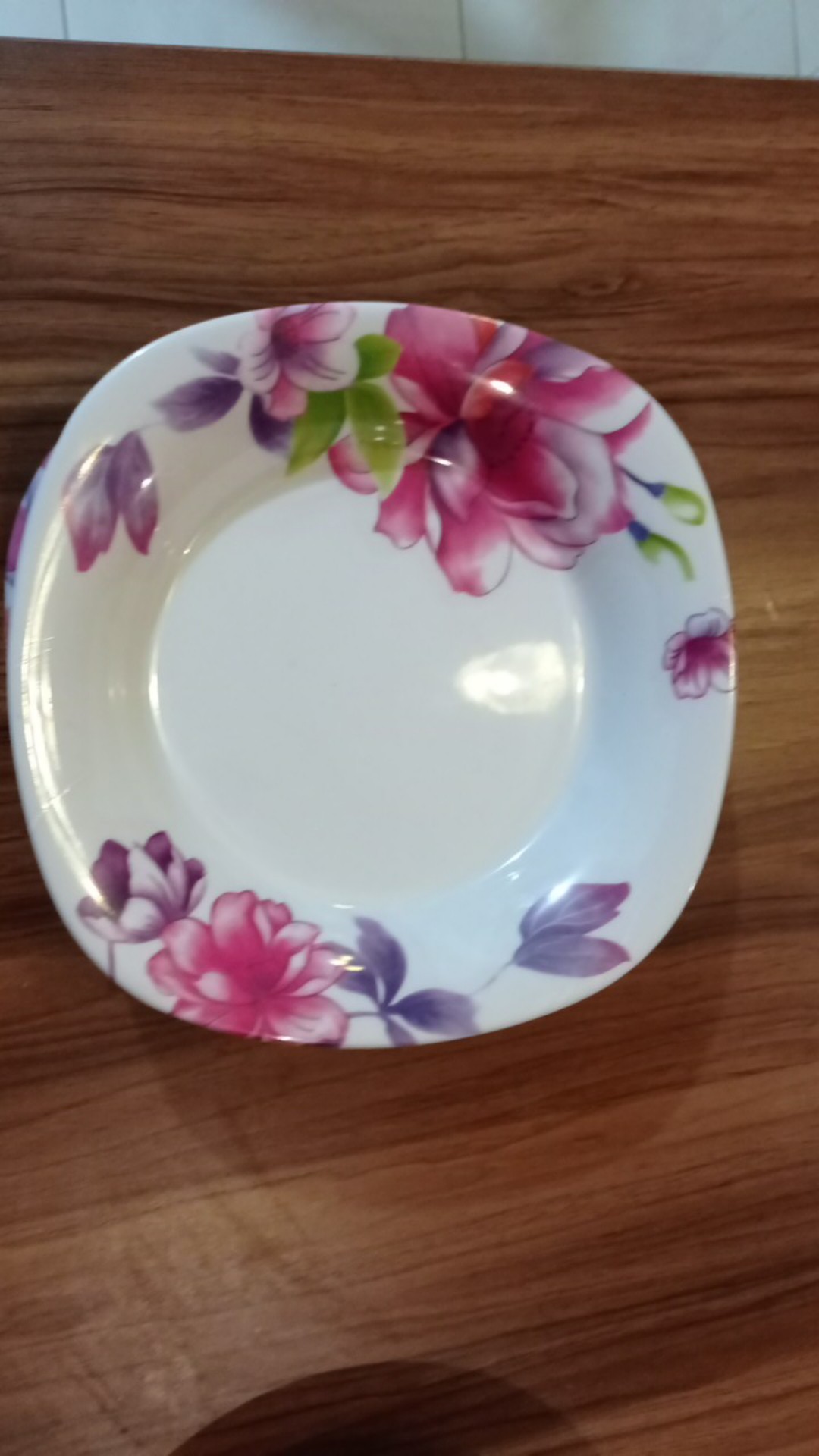 (6pcs) Piring Melamin Segi Cekung Unica 9 Motif Bunga / M5109