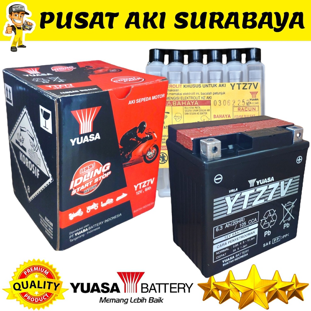 NEW ORIGINAL ACCU YUASA YTZ7V 12V 6AH UNTUK MOTOR MT 250 FREEGO SPRINT LIBERTY DTRACKER MTZ7V GTZ7V