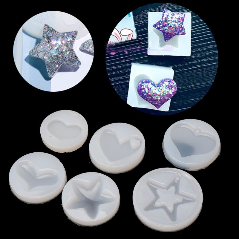 SIY  Heart Star Shape Jewelry Mold Silicone Epoxy Resin Casting Pendant Crystal Molds