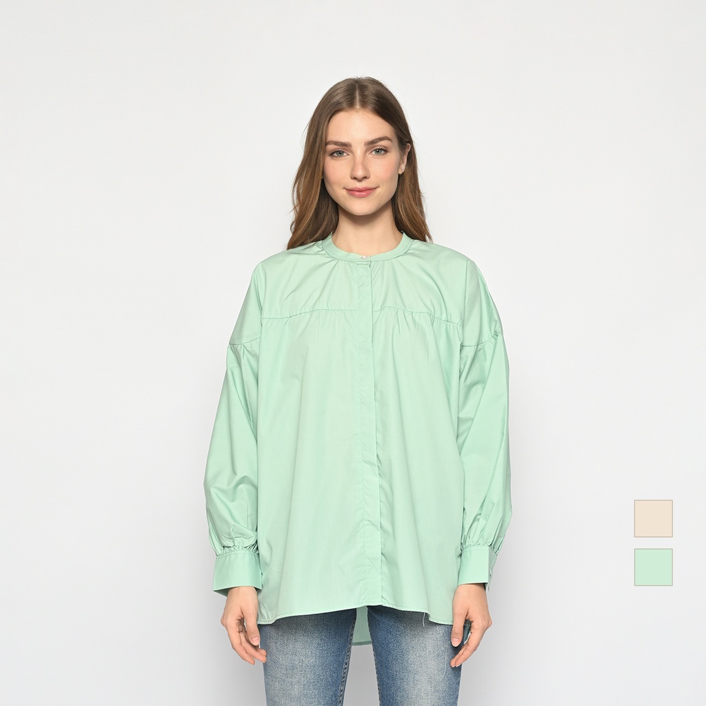 Round Neck Poplin Shirt (Kemeja Oversize)