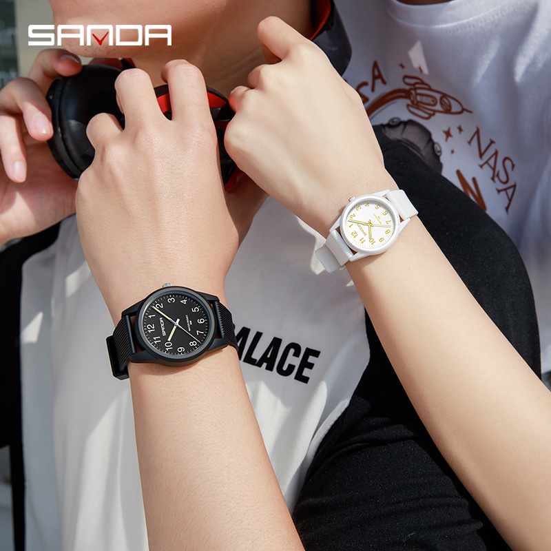 SANDA 6089 Jam Tangan Pria Wanita Analog Sport Tali Rubber Luminous WATCHKITE WKOS