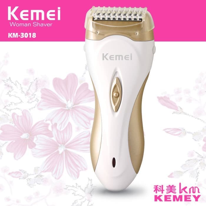 Kemei Rechargable Lady Shaver Hair Remover KM-3018 Alat Cukur Rambut Bulu Ketiak Kaki