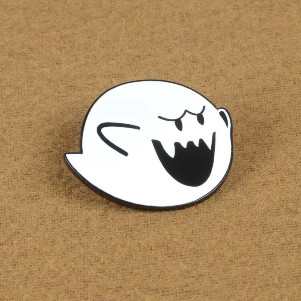 [Elegan] Bros Hantu Hadiah Lucu Untuk Wanita Pria Perhiasan Aksesoris Hantu Putih Boo Hantu Lencana Pin Enamel Pin