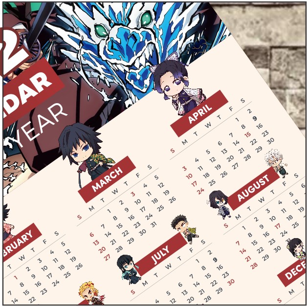 Poster Anime Terlengkap A3 - Kalender Anime 2022 Kimetsu no Yaiba Demon Slayer Tokyo Revengers Genshin Impact Haikyuu Jujutsu Kaisen-6