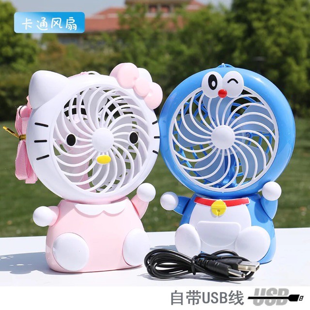 [400gr] E050 | Kipas Portable Mini Duduk Karakter Doraemon / HK / Model Duduk