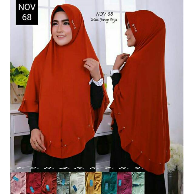 NOV 68 Jilbab Hijab Kerudung Khimar Syari Jumbo Instan Jersey mirip Zoya Elzatta byGrosirbergocantik
