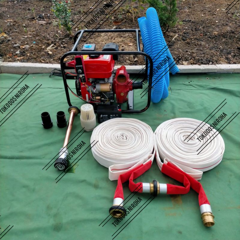Paket Pompa Pemadam 2" JET NOZLE JET Selang 60M Mesin Elektrik Starter