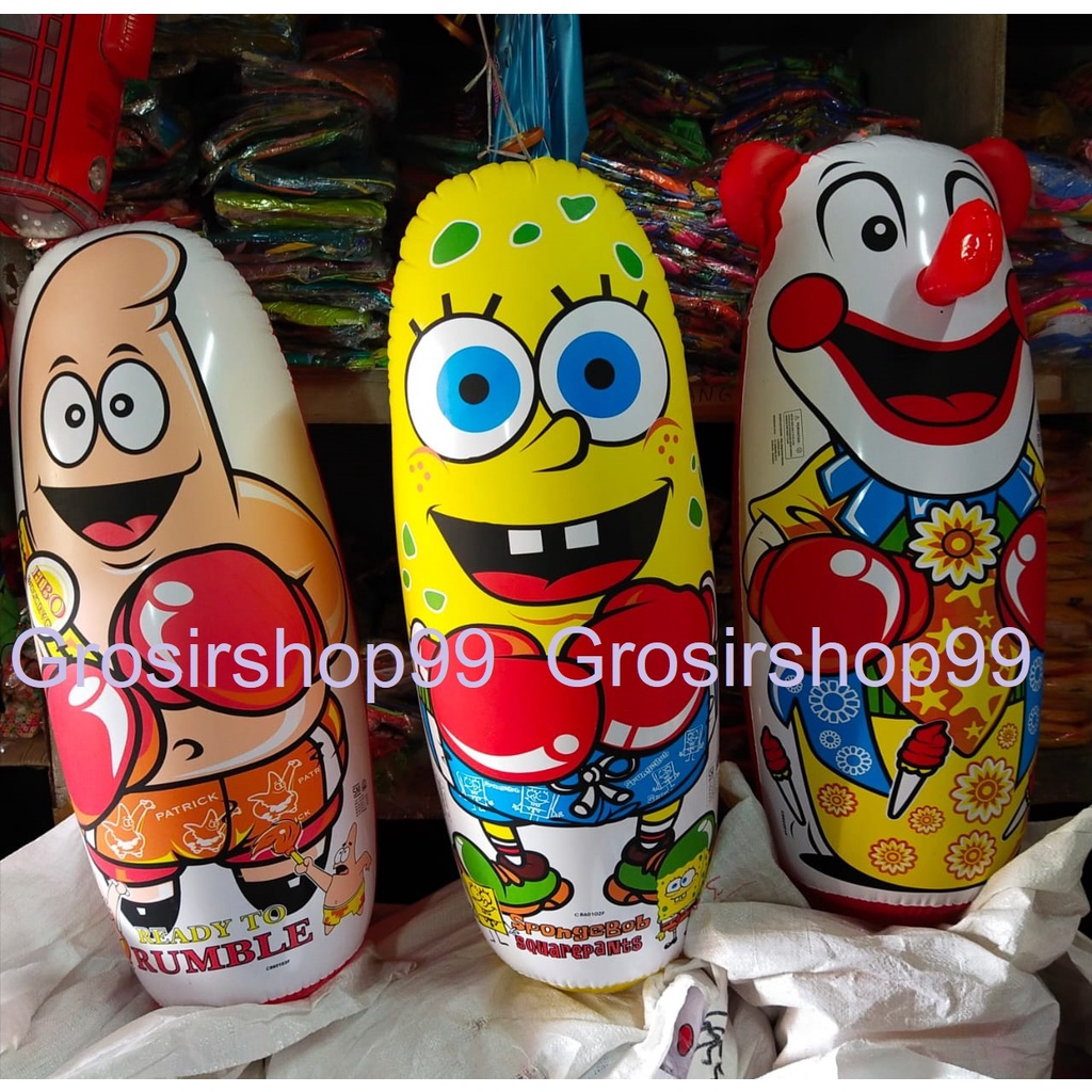 Boxing / Boneka Samsax Tinju Lokal  Badut, Spongebob, Patrick Sudah SNI
