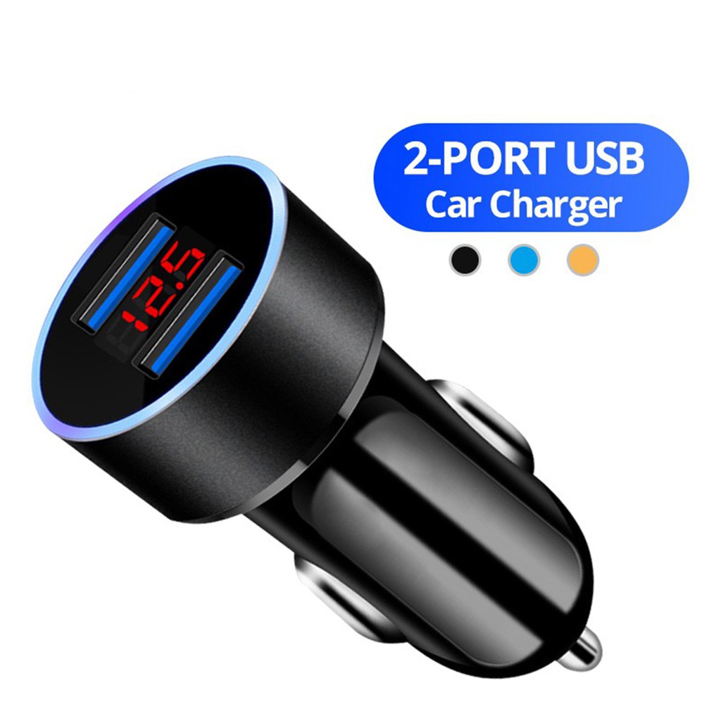 [✅COD] Car Charger Mobil Led Fast Charging Volt Meter 3 In 1 Kepala Charger Aksesoris Hp Motor Mobil