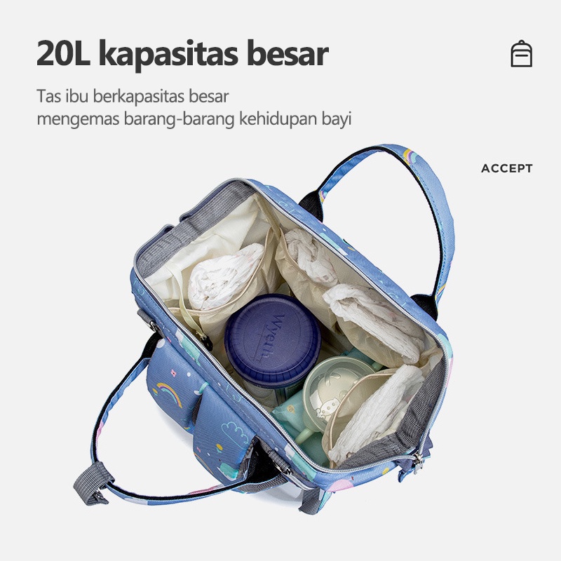 Tas Bayi Multifungsi Baby diapers bag Perawatan tas Perlengkapan Ransel Backpack  L255