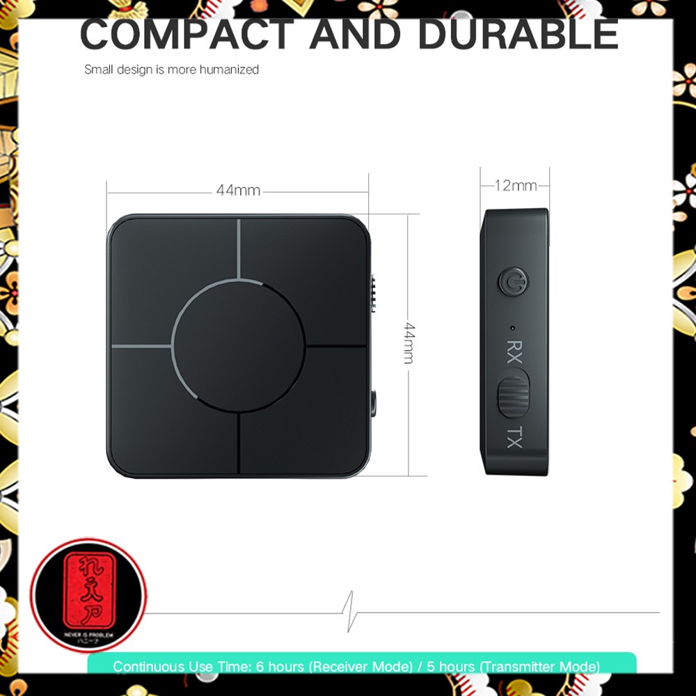 TaffSTUDIO 2 in 1 Audio Bluetooth 5.0 Transmitter &amp; Receiver 3.5mm - KN326 - Black