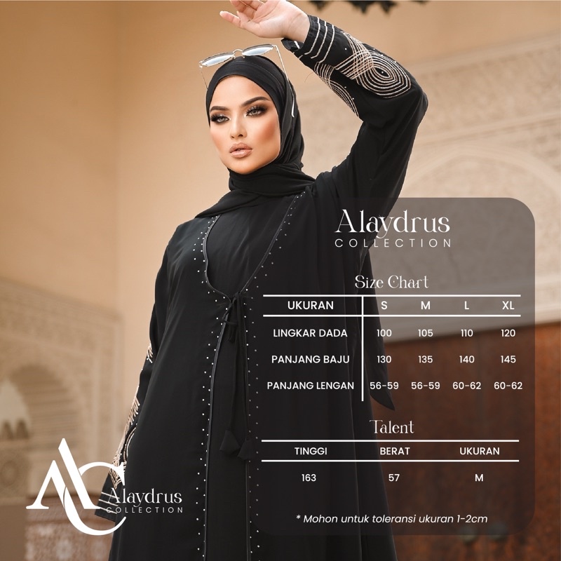 Abaya Bordir Hitam Gamis Saudi Bahan Jetblack Turkey Umroh Dubai 874