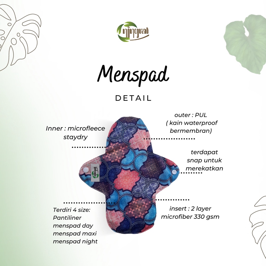 Ningrat Menspad Pembalut Kain Cuci Ulang Menstrual Pad Washable Day Maxi Night Panty Mens Wanita