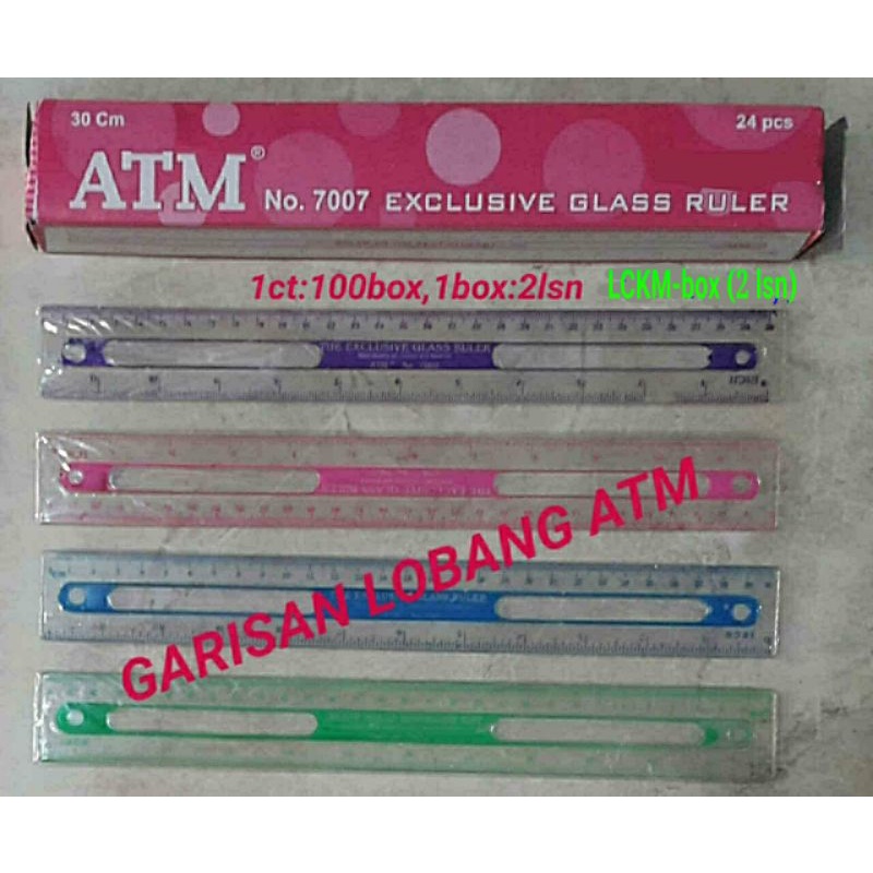 

1box=24pcs Penggaris Plastik 30cm lubang ATM