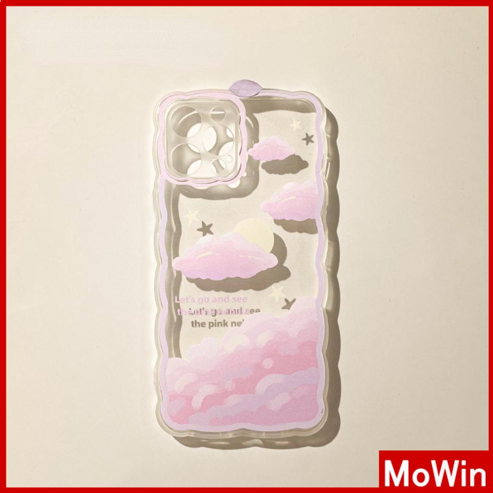 iPhone Case Silicone Soft Case Clear Case Wave Airbag Shockproof Camera Cover Protection Pink Cloud Compatible For iPhone 11 iPhone 13 Pro Max iPhone 12 Pro Max iPhone 7 Plus xr