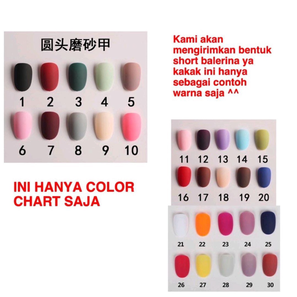 24pcs BALERINA FAKE NAILS / KIKU PALSU MATTE balerina short coffin kylie jenner matte doff kupal