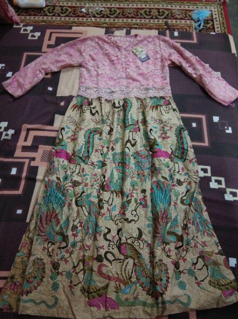 Dress Brukat Alisa Pink Benhur Terusan Pesta Blue Natal Gaun Imlek Wanita Cantik Korea Pita New Year