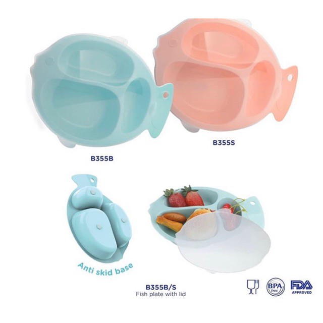 BABY SAFE Fish Plate With Lid | Piring Berbentuk Ikan dengan Penutup B355B &amp; B355S