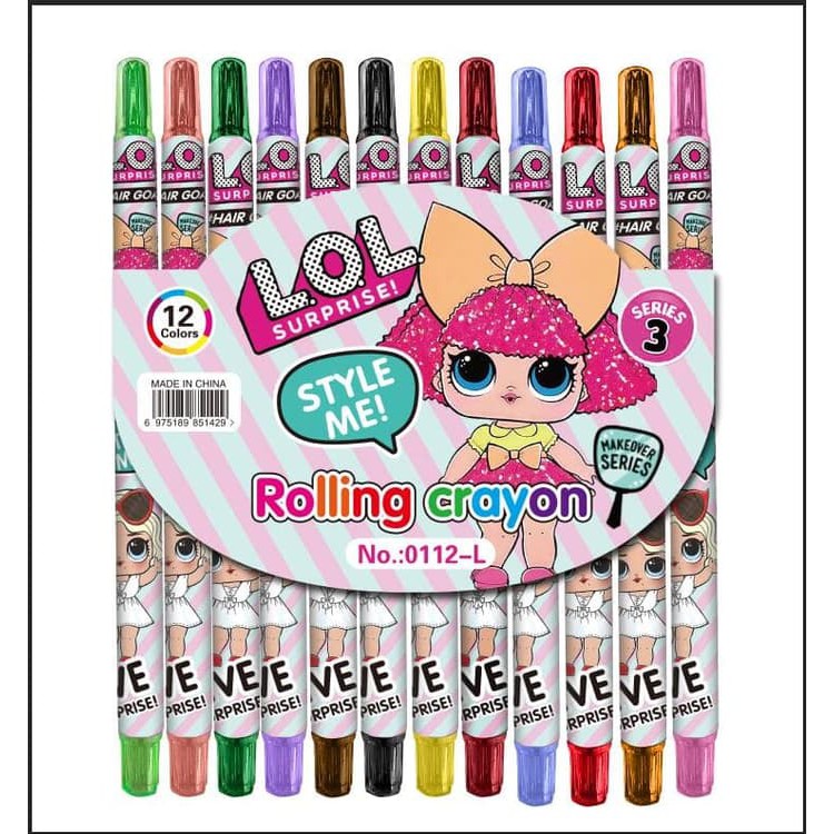 

[ SURPRISE ] Rolling Crayon Panjang 17cm / 12pc Krayon Putar Warna Karakter