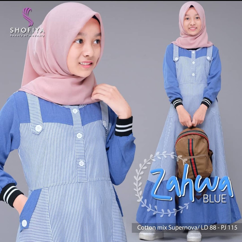 Zahwa Dress / Gamis Anak 10-12tahun / Gamis Remaja / Dress Muslim / Baju Muslim Anak