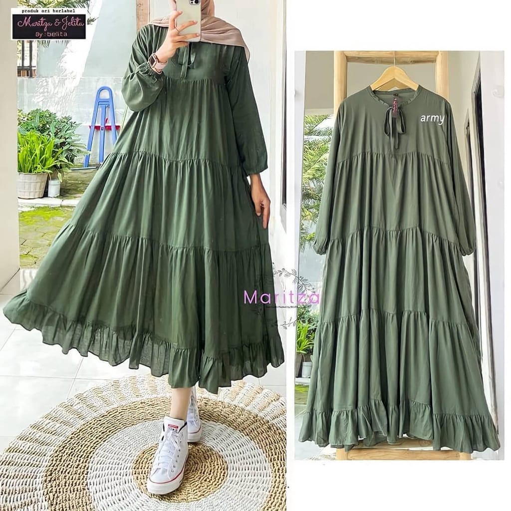 Midi dress muslim Ralien - ootd fashion muslim - dress jumbo - tunik rayon - pakaian wanita muslim - long tunik polos-5