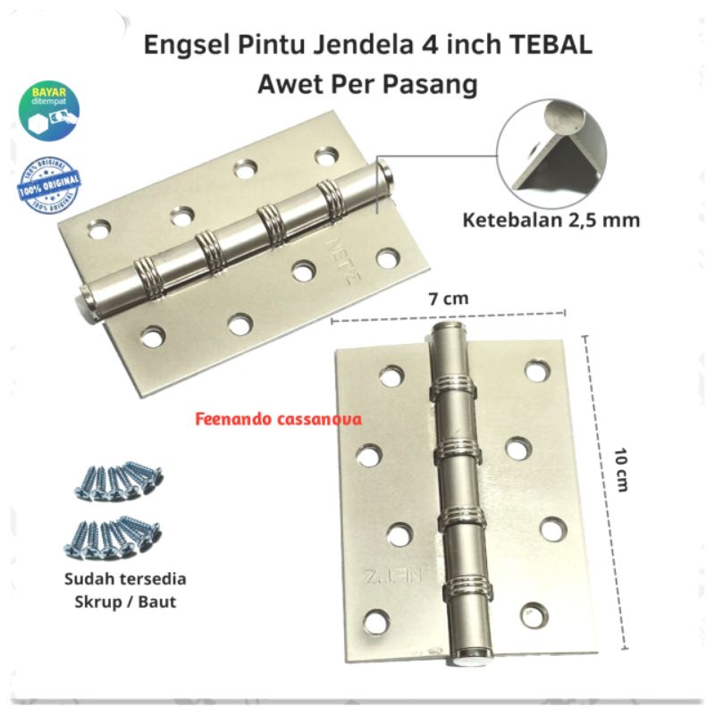 Engsel Pintu Engsel Jendela rumah stainless 4 inch Termurah